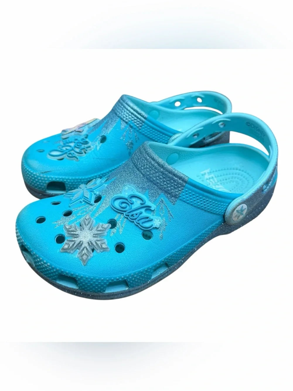 Crocs Blue Kids' size J2 Snowflake Clog Sandals